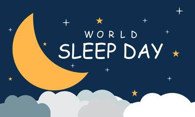 World Sleep Day. Healthy life vector template for banner, card, poster, background.