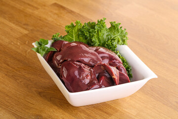Raw chicken liver in the bowl