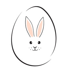 Bunny face in white Easter Egg. Vector illustration. White simple square banner
