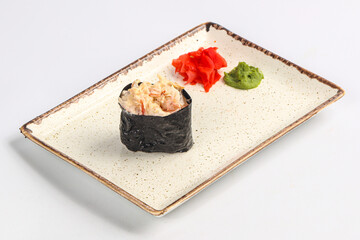 Japanese sushi gunkan with prawn
