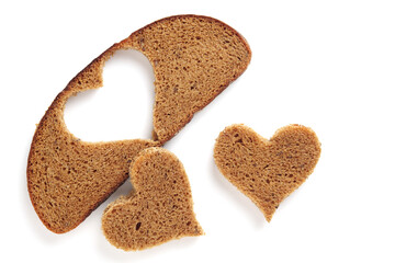 Heart-shaped slice of bread