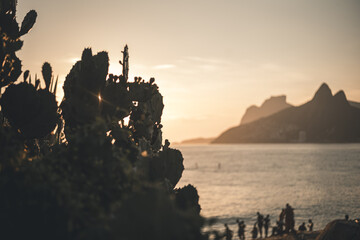 A magical place at Arpoador rock with the view of Ipanema beach and the Mountains of Morro Dois