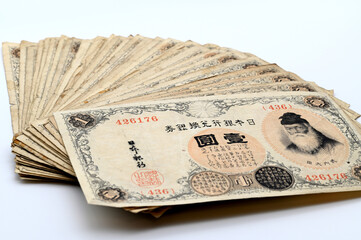 昔の紙幣 大正兌換銀行券1円 - obrazy, fototapety, plakaty