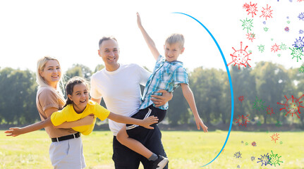 family with virtual barrier as virus protection