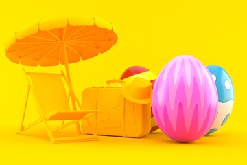Vacation background with easter eggs