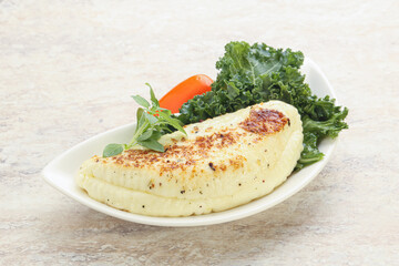 Roasted traditional cheese haloumi