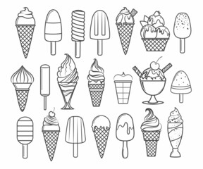 Ice creams outline for coloring book.Line art design for kids coloring page. - 486849556