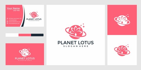 Fototapeta na wymiar planet lotus logo design