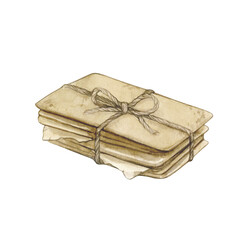 Watercolor illustration of vintage envelopes and letters isolated on a white background.