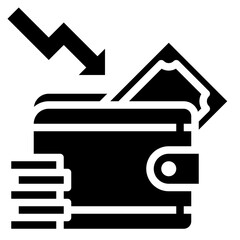 WALLET glyph icon,linear,outline,graphic,illustration