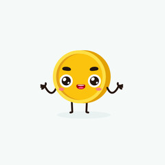 Cute coin cartoon. Coin character