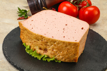 Homemade baked traditional meat loaf