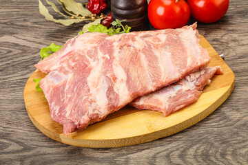 Raw pork ribs for cooking