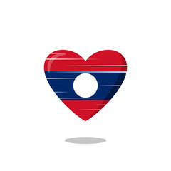 Laos flag shaped love illustration