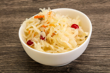 Sauerkraut with cranberry in the bowl