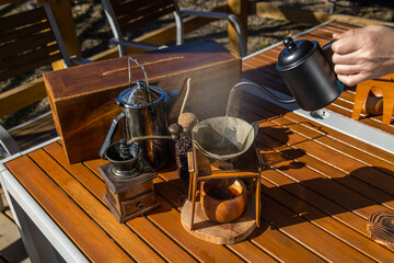 ドリップコーヒー　 drip coffee at campsites and outdoors 