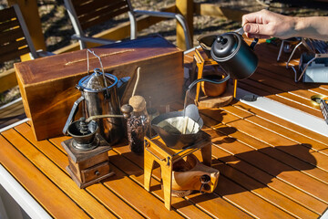 ドリップコーヒー　 drip coffee at campsites and outdoors 