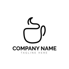 Continuous Coffee Logo Design Vector illustration