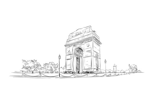 Black & White Sketch Print of India Gate Perfect Wall Decor & Gift Op-saigonsouth.com.vn
