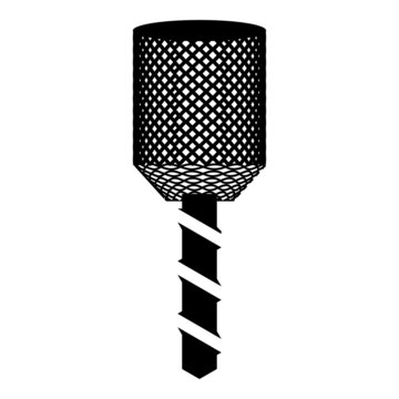 Drill bit auger in head drilling tool Milling machine spindle CNC factory icon black color vector illustration image flat style