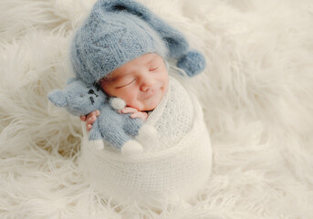 Newborn baby boy portrait