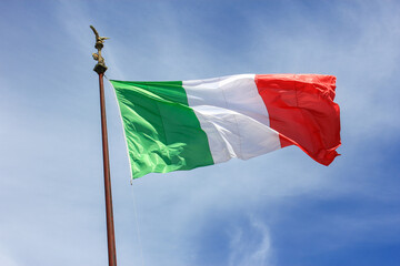Naklejka na ściany i meble Italian flag, fluttering in the wind