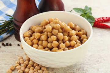 Boiled chickpea in the bowl