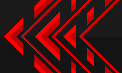 Abstract red arrow geometric direction on grey design modern futuristic background vector