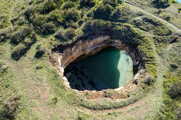 Aerial view of the Grotta sfondata, Otranto, Puglia