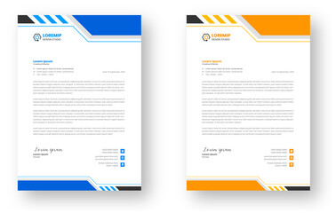 corporate modern business letterhead design template with yellow and blue colors. creative modern letterhead design template for your project. letter head, letterhead, business letterhead design.