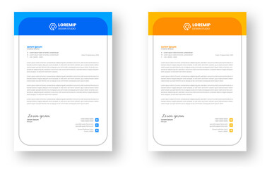 Obraz premium corporate modern business letterhead design template with yellow and blue colors. creative modern letterhead design template for your project. letter head, letterhead, business letterhead design.