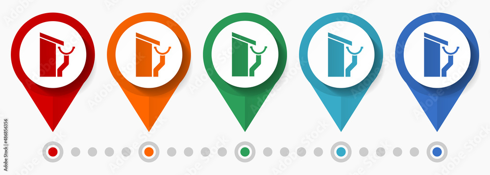 Poster Gutter service concept vector icon set, flat design guttering pointers, infographic template easy to edit