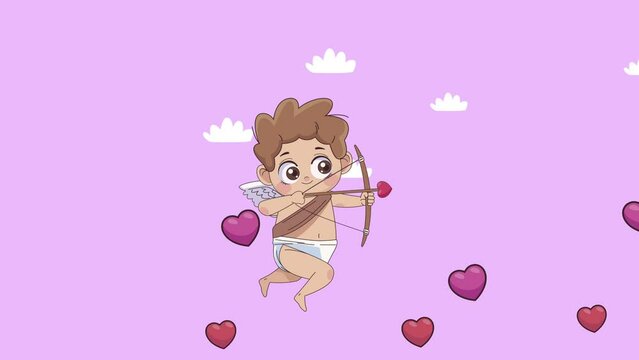 cupid angel with arch and hearts animation