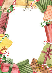 Rectangular beautiful frame for Christmas. Gifts for the holiday. Christmas card.