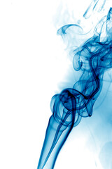 Blue smoke on white background.