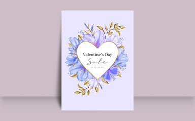 Valentine's day sale print template with floral wreath