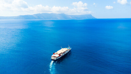 Beautiful cruise ship and blue sea, Greece © Angelov