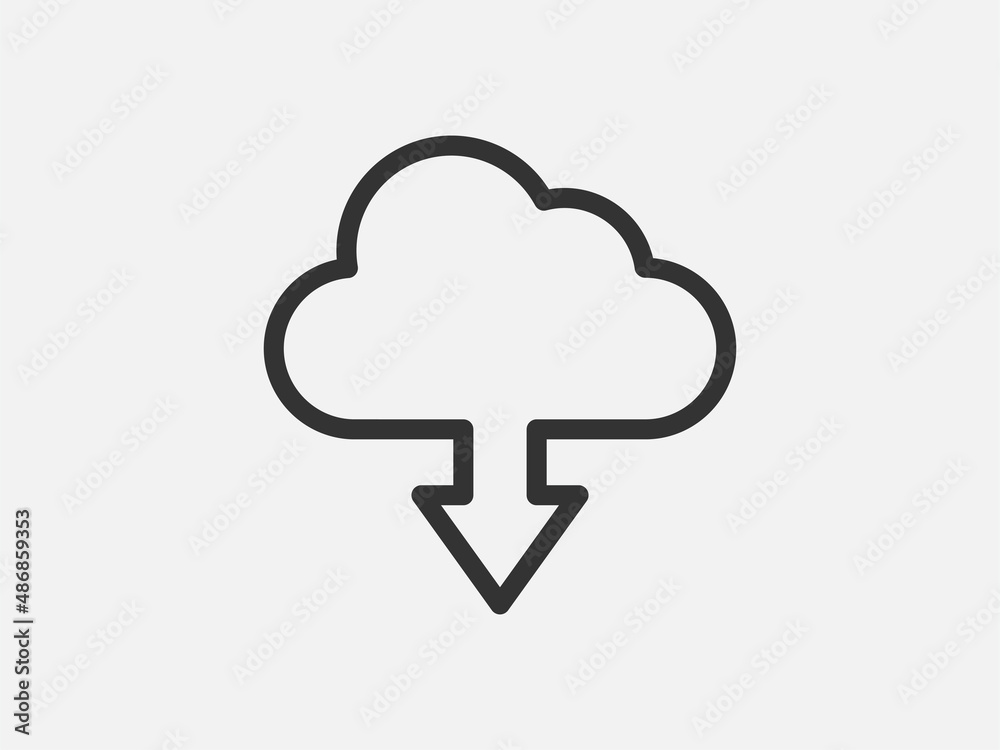 Poster technology icon vector cloud computing connection. big data global server. line design symbol.