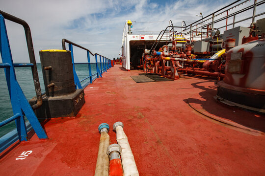 Caspian Sea, Aktau Loading Terminal. LPG Tanker Ship 