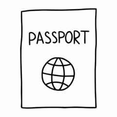 Passport. Vector doodle illustration. Line icon. Document.