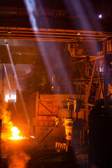 Aksu, Pavlodar region, Kazakhstan - May 29 2012: Metal alloy plant, smelter. Metallurgical bucket with liquid hot metal.
