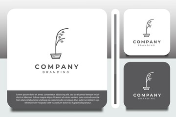 monochrome logo design template, with flower shaped letter f icon