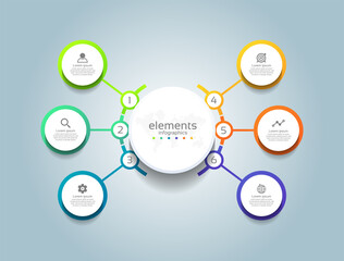 Elements infographic business template circle colorful  with 6 step