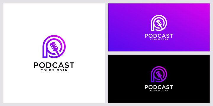 Simple podcast or radio logo design inspiration with letter p 