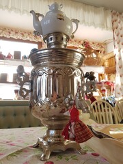 Iron samovar for tea drinking