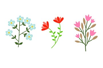 bouquet of flowers set on white background - illustration design 