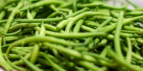 Background from green bean string. Close up.