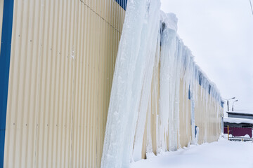 Icicles from the roof to the ground