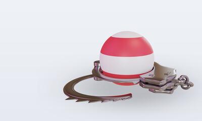 3d handcuff Austria flag rendering right view