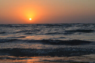 Heavy and cold, powerful morning waves